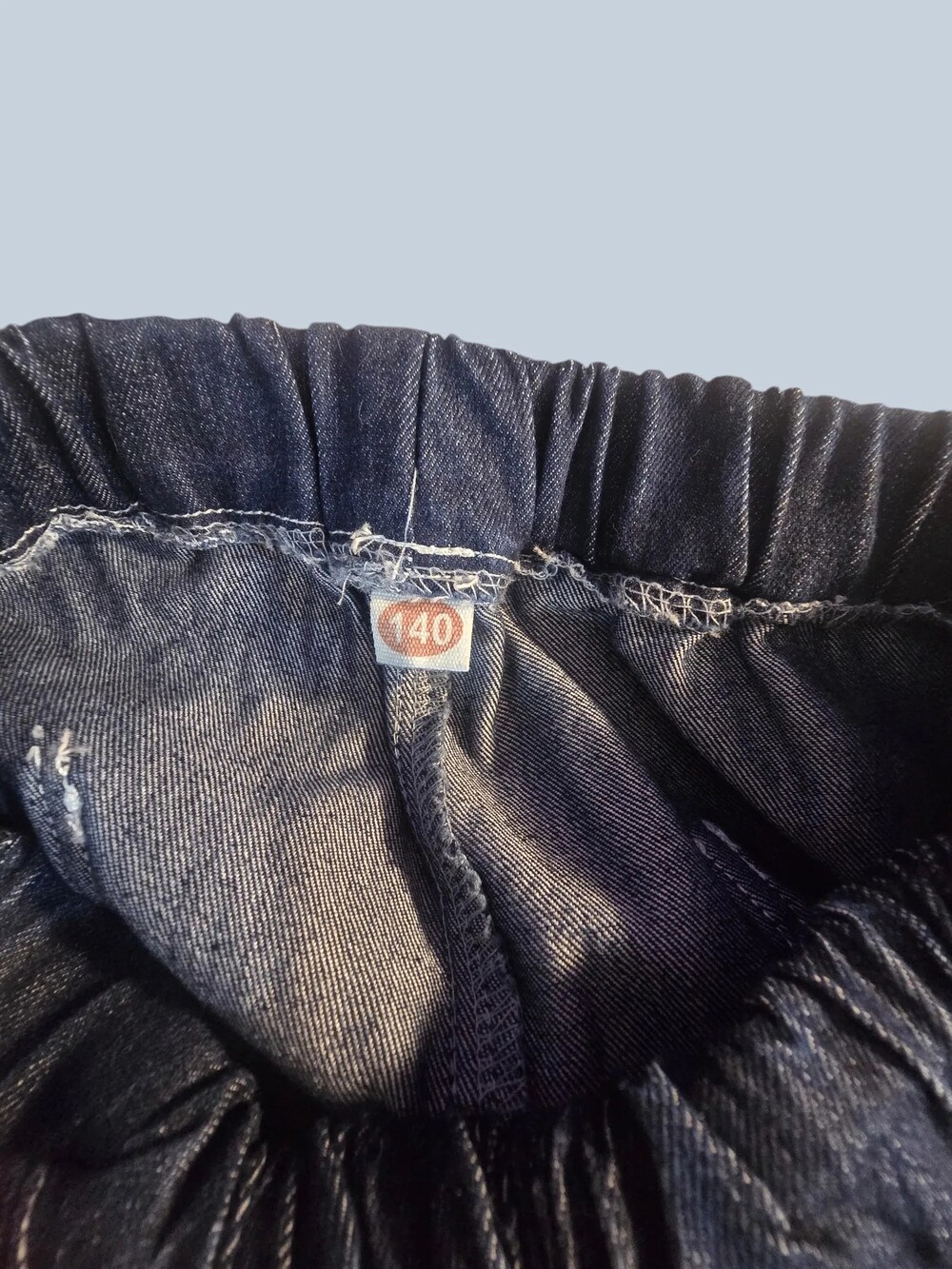 Girls Dark Wash Extreme Bell Bottom Denim Jeans Bow Accent Fringe Hem Size 140 9 image 4